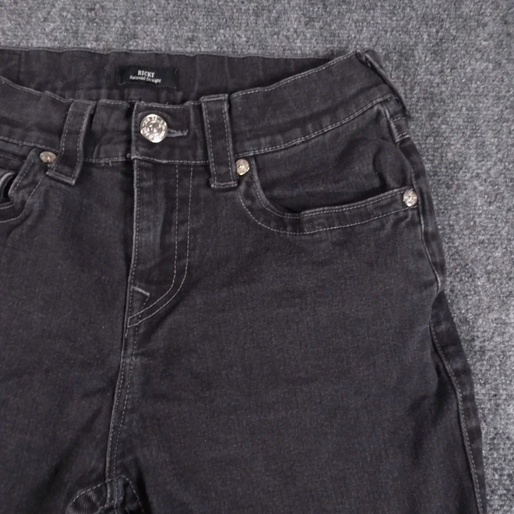 True Religion Ricky Jeans Mens 30x28 Black Flap Pockets Relaxed Straight